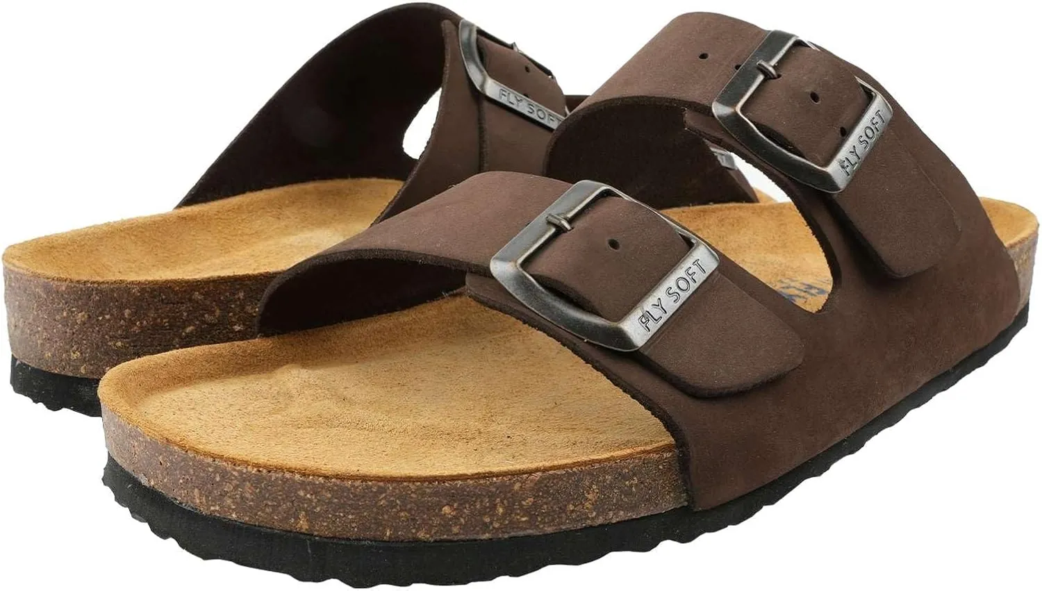 100% Genuine Leather Men's Sandals - Comfortable Cushioned Smart Foam Footbed, Slip-On Slides for Casual Summer Wear, Adjustable Fit, Durable Non-Slip Sole