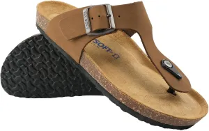 100% Genuine Leather Men's Sandals - Comfortable Cushioned Smart Foam Footbed, Slip-On Slides for Casual Summer Wear, Adjustable Fit, Durable Non-Slip Sole