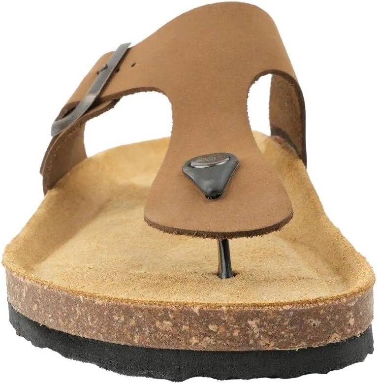 100% Genuine Leather Men's Sandals - Comfortable Cushioned Smart Foam Footbed, Slip-On Slides for Casual Summer Wear, Adjustable Fit, Durable Non-Slip Sole