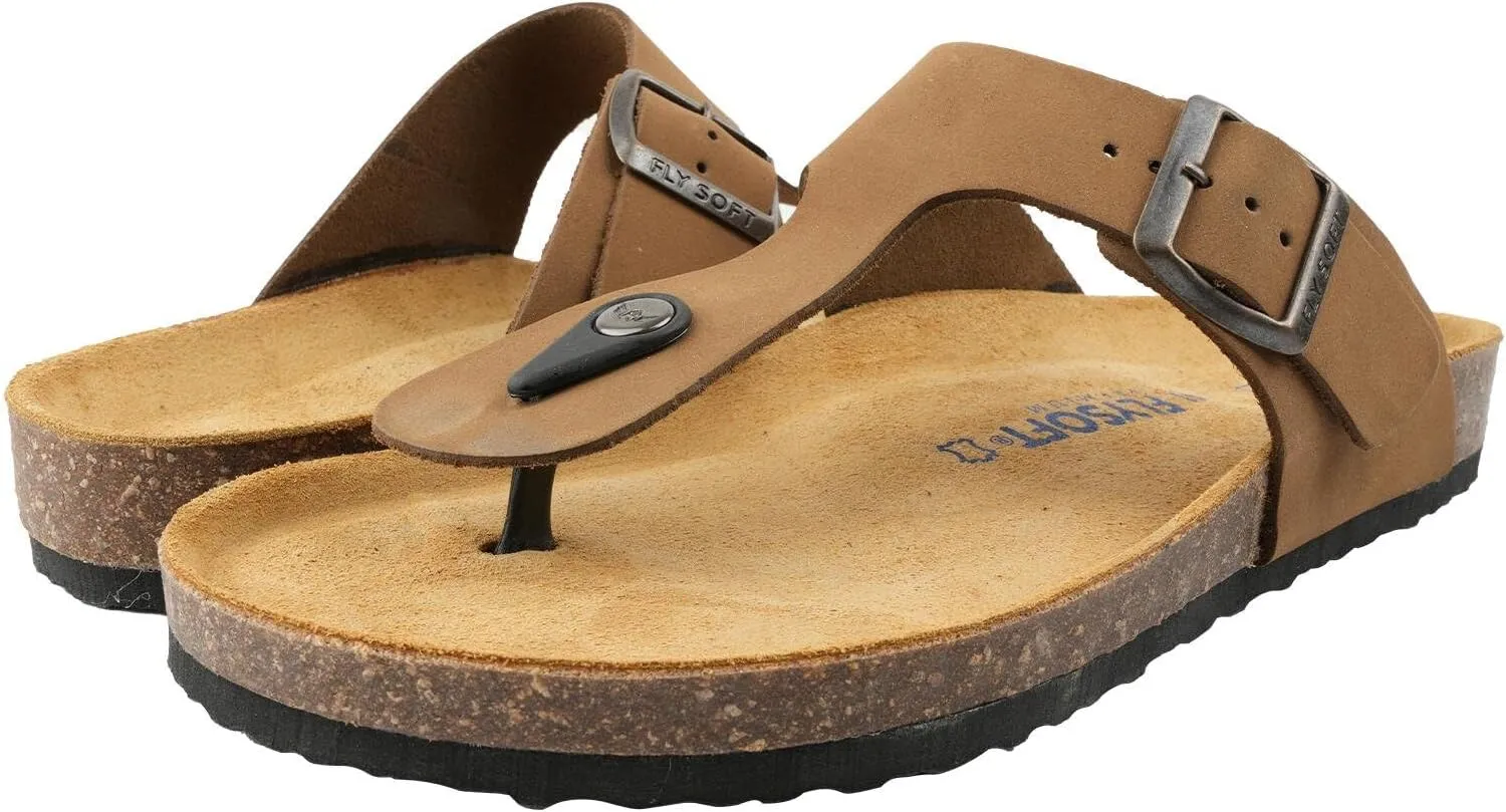 100% Genuine Leather Men's Sandals - Comfortable Cushioned Smart Foam Footbed, Slip-On Slides for Casual Summer Wear, Adjustable Fit, Durable Non-Slip Sole