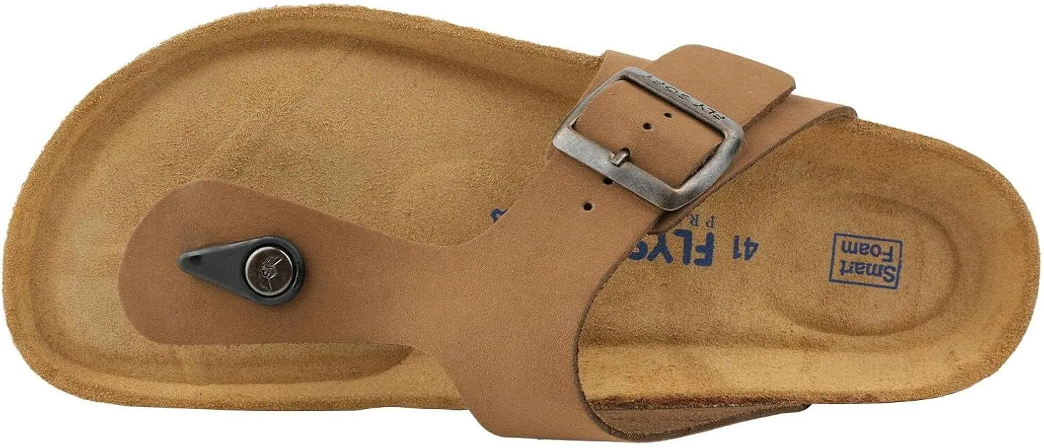 100% Genuine Leather Men's Sandals - Comfortable Cushioned Smart Foam Footbed, Slip-On Slides for Casual Summer Wear, Adjustable Fit, Durable Non-Slip Sole