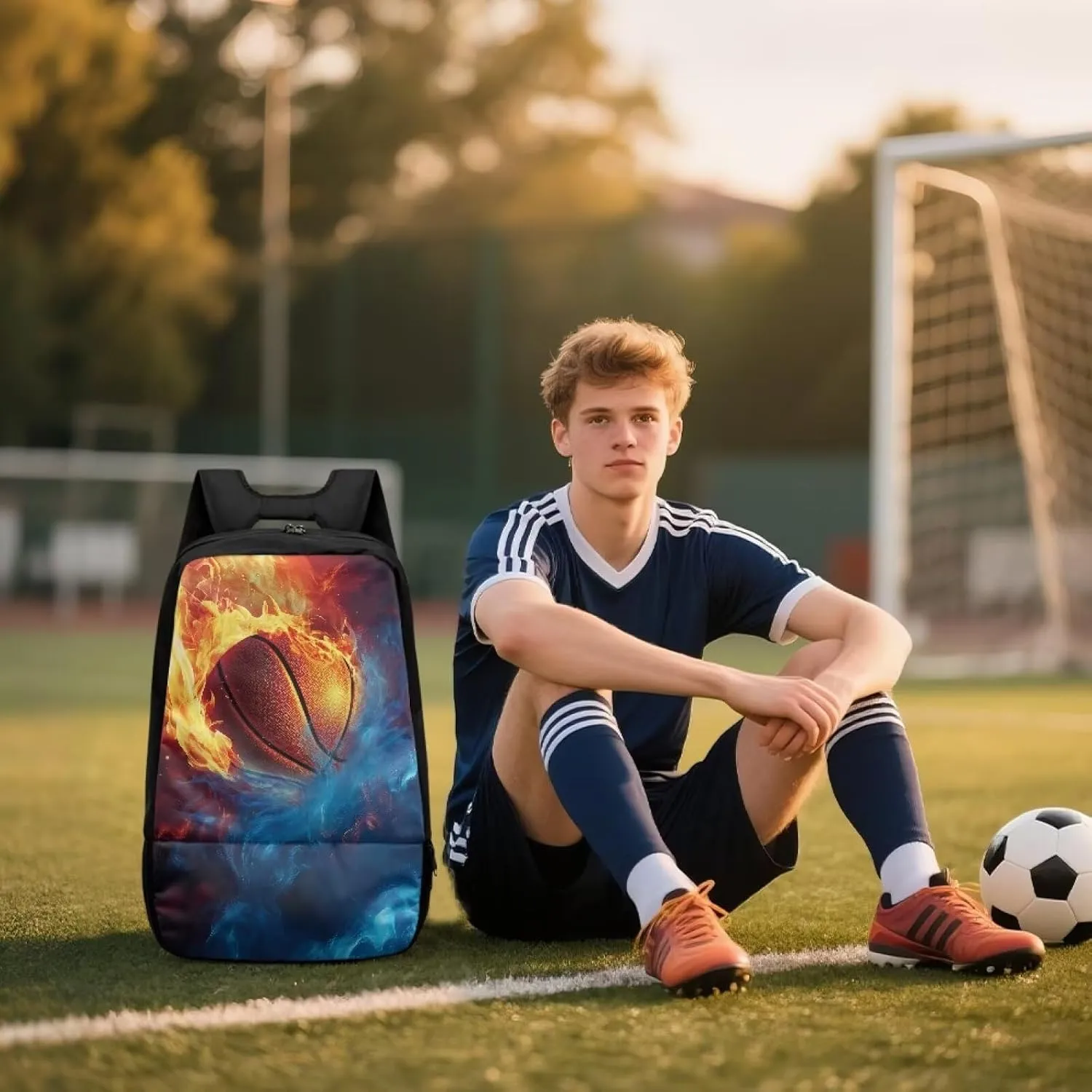 18.5in Basketball Backpack Basketball Bag with Shoe Compartment & Ball Holder, Waterproof Bag for Soccer Volleyball