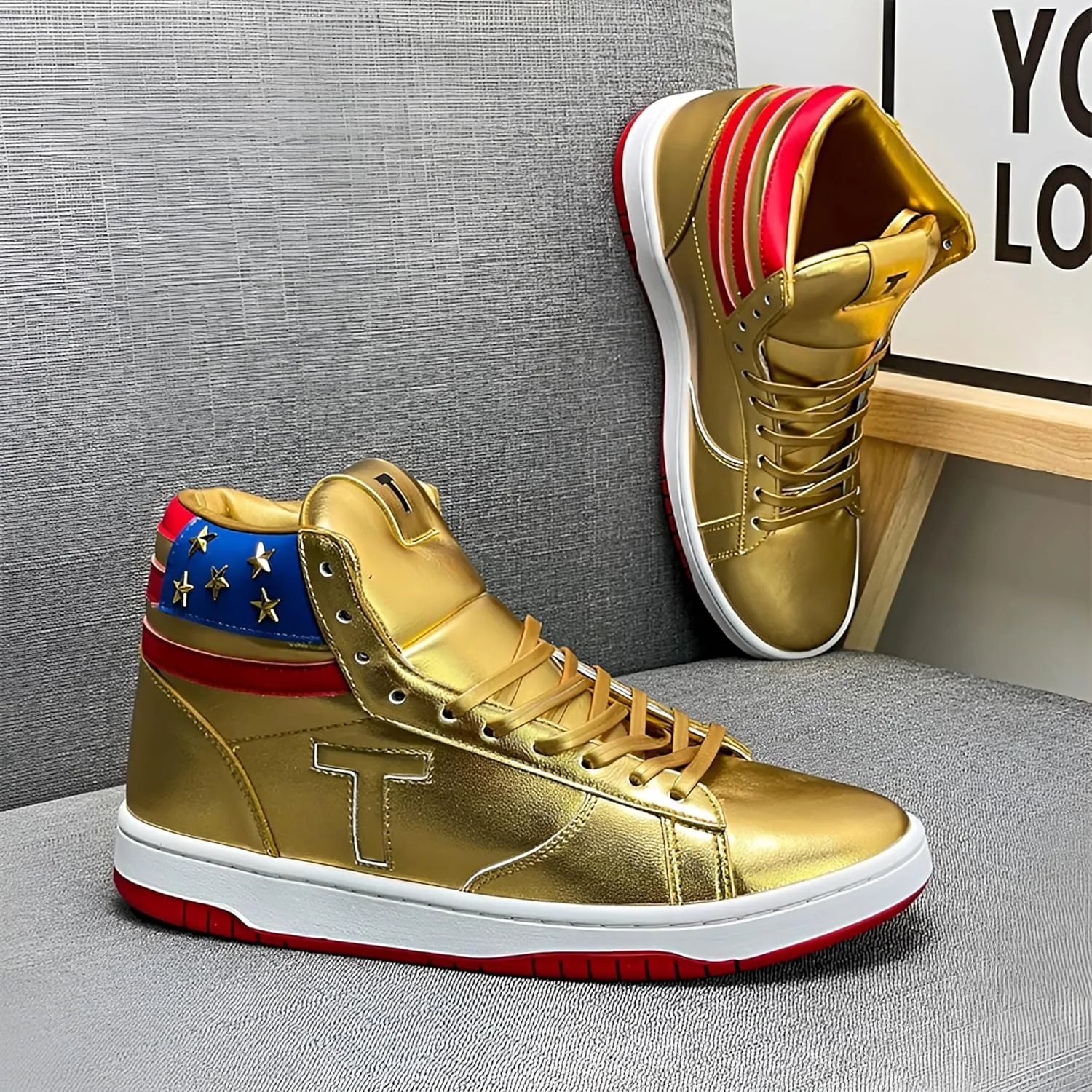 2025 Gold T Sneakers Shoes for Men Women Youth Sneakers Men Never Surrender Shoes High Top Fashion Sneakers