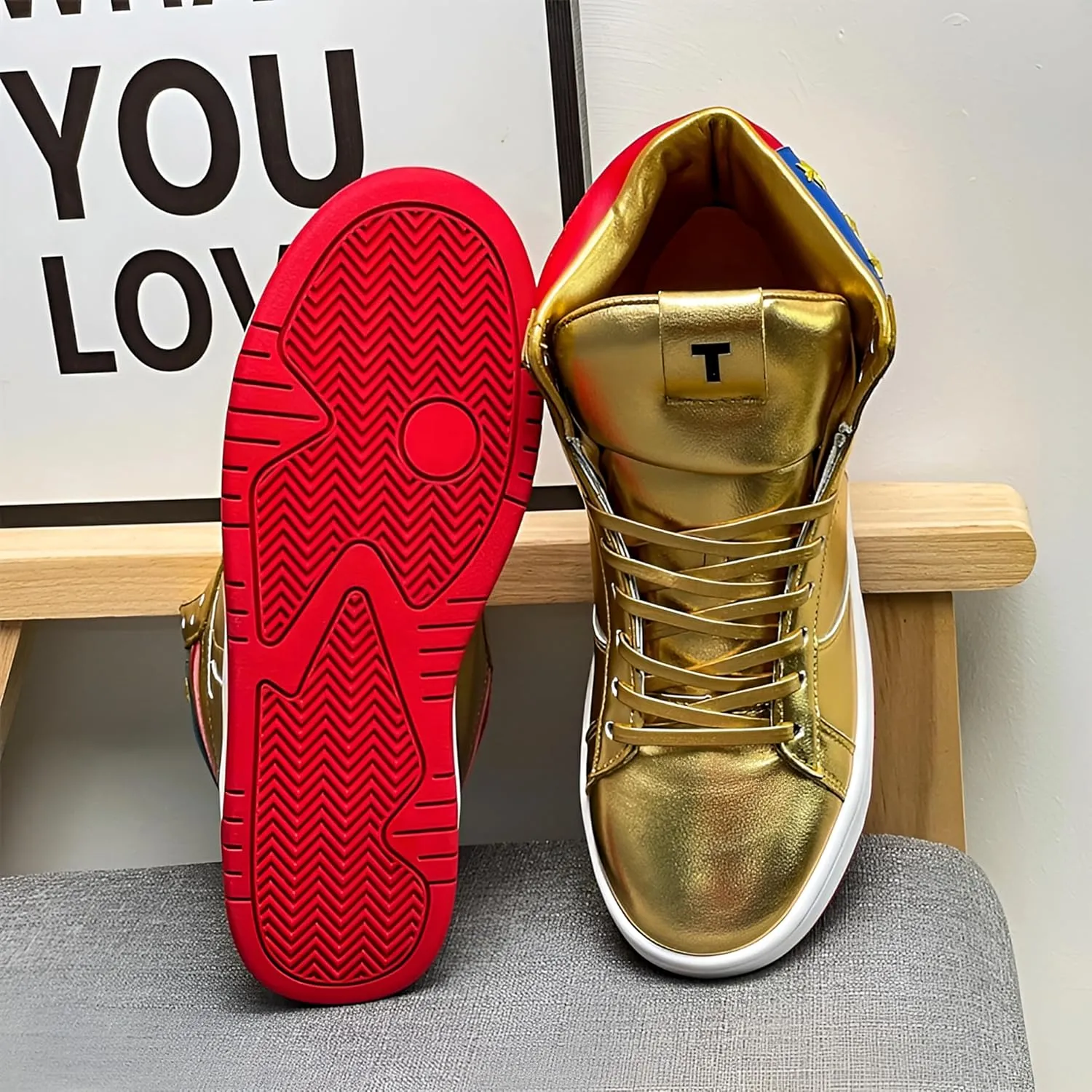 2025 Gold T Sneakers Shoes for Men Women Youth Sneakers Men Never Surrender Shoes High Top Fashion Sneakers