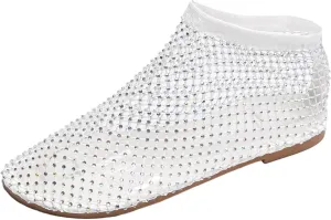 2025 Ultra Comfortable Mesh Flats for Women, Shiny Gem Mesh Ballet Flats, Sexy Slip on Stretchy Rhinestone Fishnet Sandals