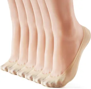 3-9 Pairs No Show Socks Women Nylon Ultra Low Cut Non-Slip Thin Liner Socks Invisible Hidden Socks for Flats