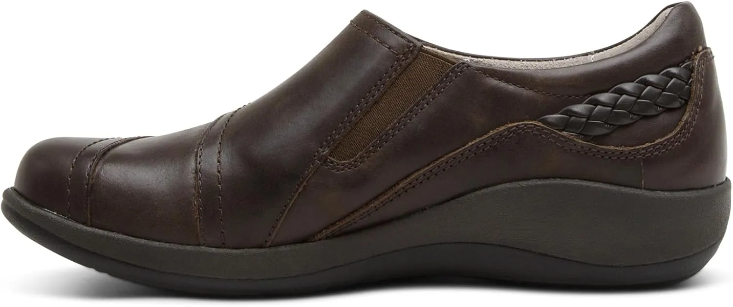 Aetrex Women's Karina Orthopedic Arch Support Monk Strap Shoes Loafers for Women- Leather Slip On Shoes Plantar Fasciitis Shoes Women