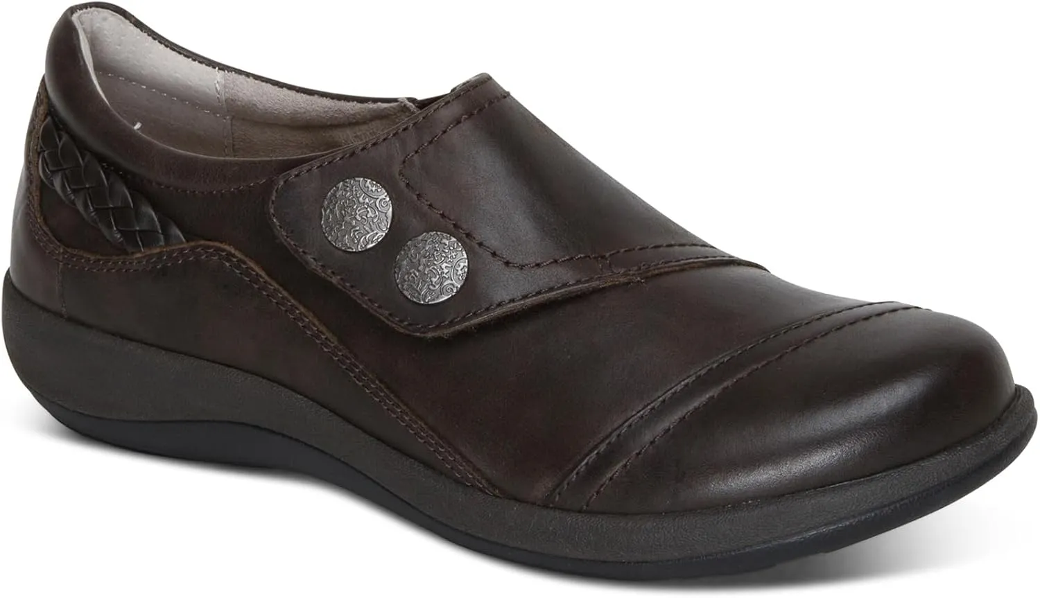 Aetrex Women's Karina Orthopedic Arch Support Monk Strap Shoes Loafers for Women- Leather Slip On Shoes Plantar Fasciitis Shoes Women