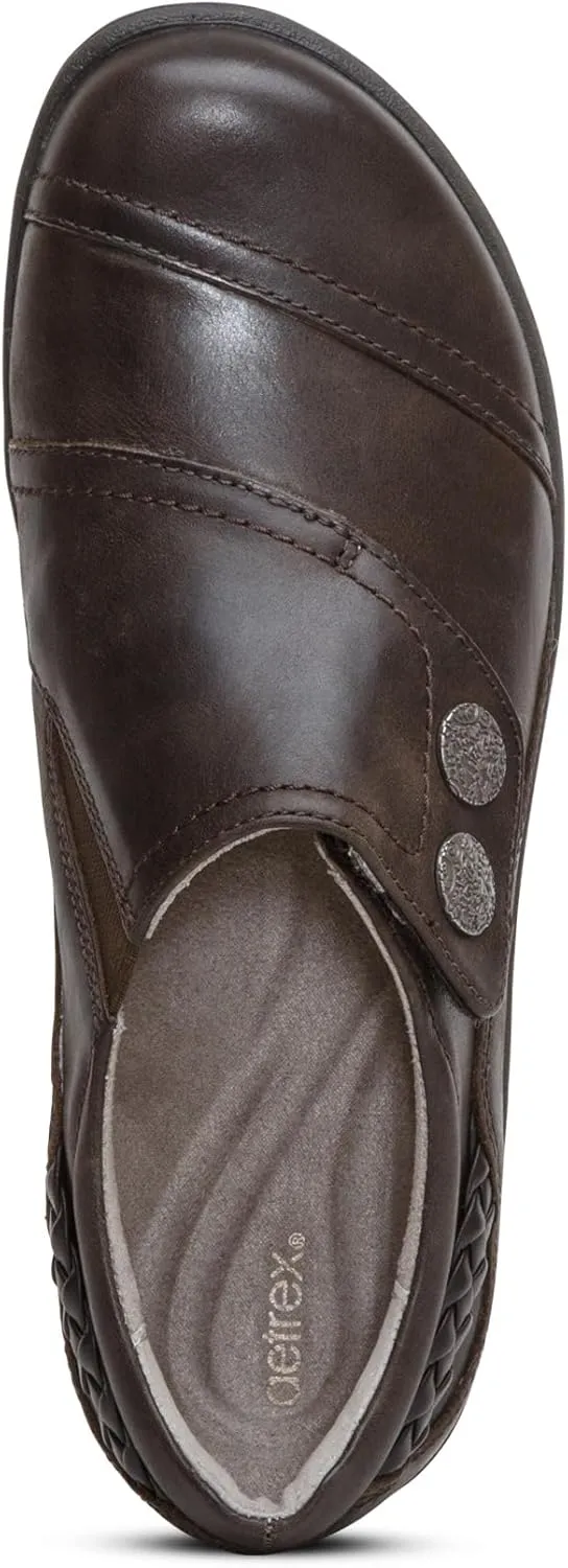 Aetrex Women's Karina Orthopedic Arch Support Monk Strap Shoes Loafers for Women- Leather Slip On Shoes Plantar Fasciitis Shoes Women