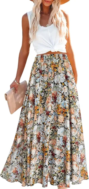 Afibi Women Full/Ankle Length Blending Maxi Chiffon Long Skirt Beach Skirt