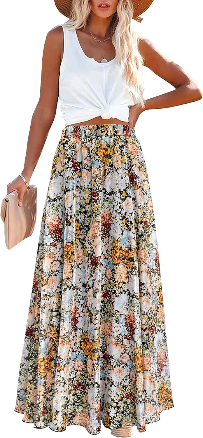 Afibi Women Full/Ankle Length Blending Maxi Chiffon Long Skirt Beach Skirt
