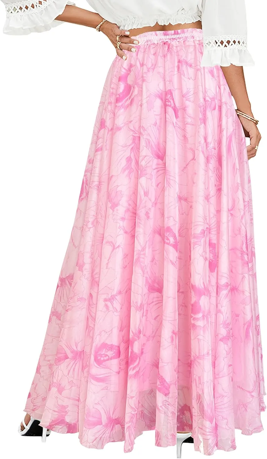 Afibi Women Full/Ankle Length Blending Maxi Chiffon Long Skirt Beach Skirt