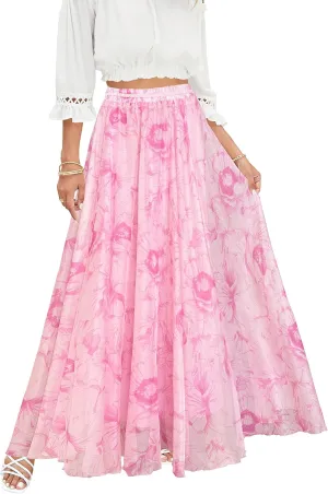 Afibi Women Full/Ankle Length Blending Maxi Chiffon Long Skirt Beach Skirt