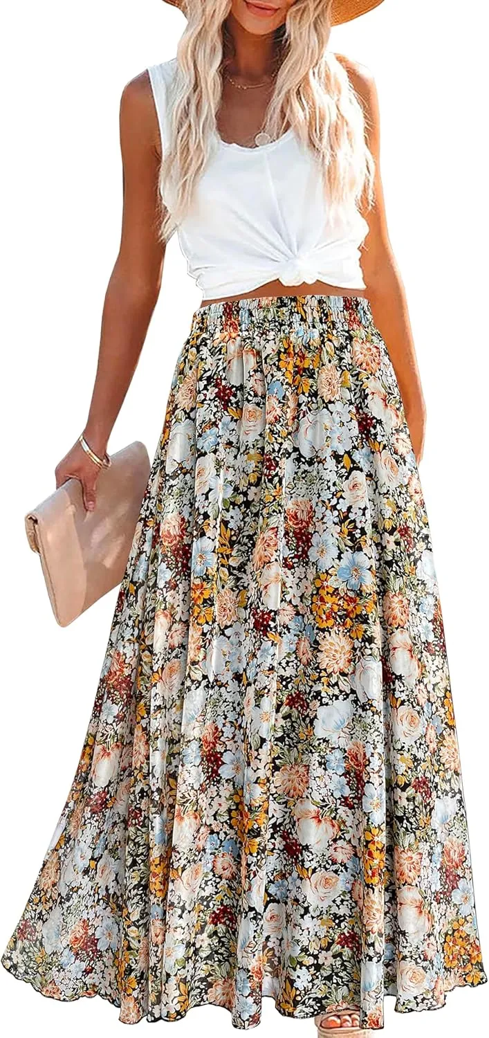 Afibi Women Full/Ankle Length Blending Maxi Chiffon Long Skirt Beach Skirt
