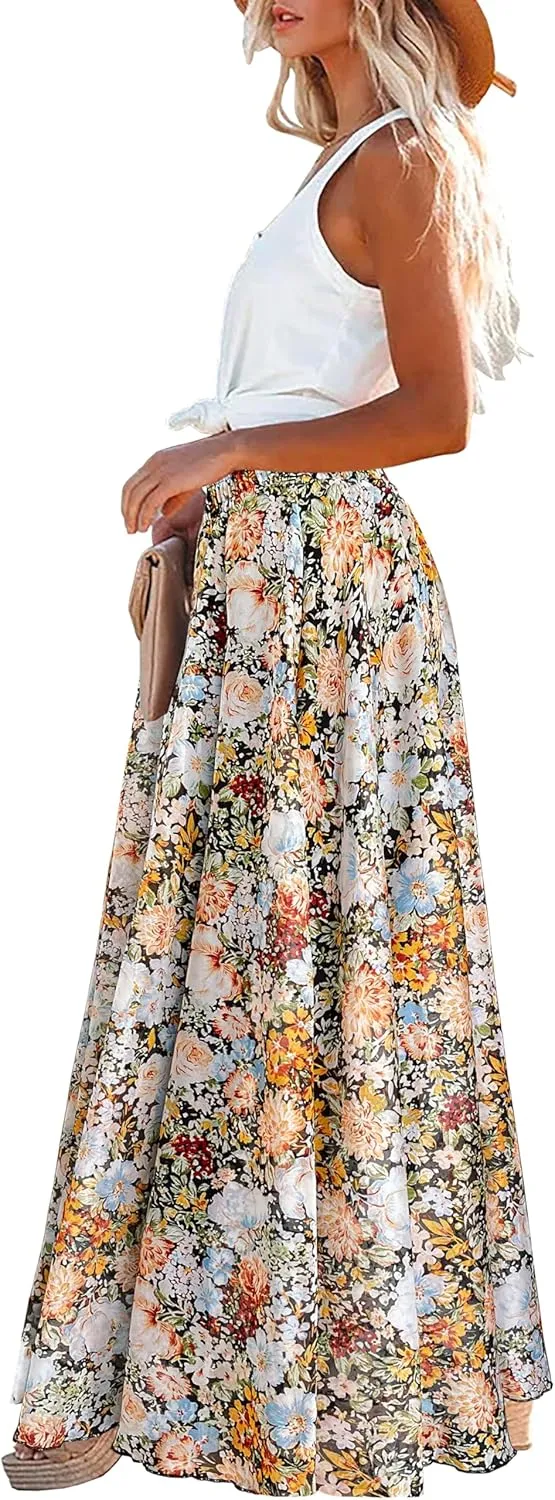 Afibi Women Full/Ankle Length Blending Maxi Chiffon Long Skirt Beach Skirt