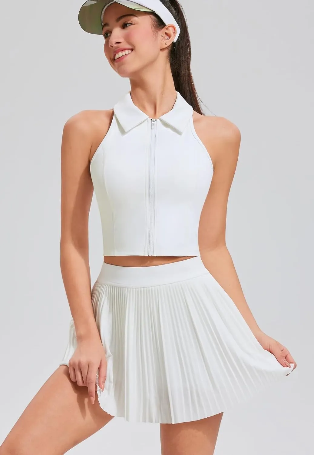AFZ Pleated Tennis Skirt Set for Women Two Piece Workout Golf Outfits Pickleball Athletic Skort with Pockets
