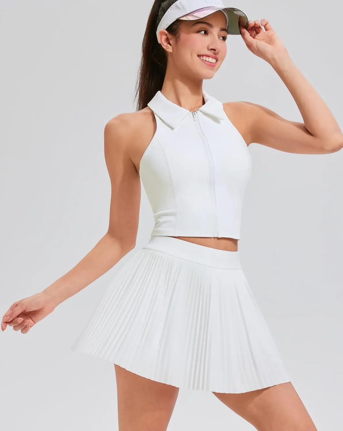 AFZ Pleated Tennis Skirt Set for Women Two Piece Workout Golf Outfits Pickleball Athletic Skort with Pockets