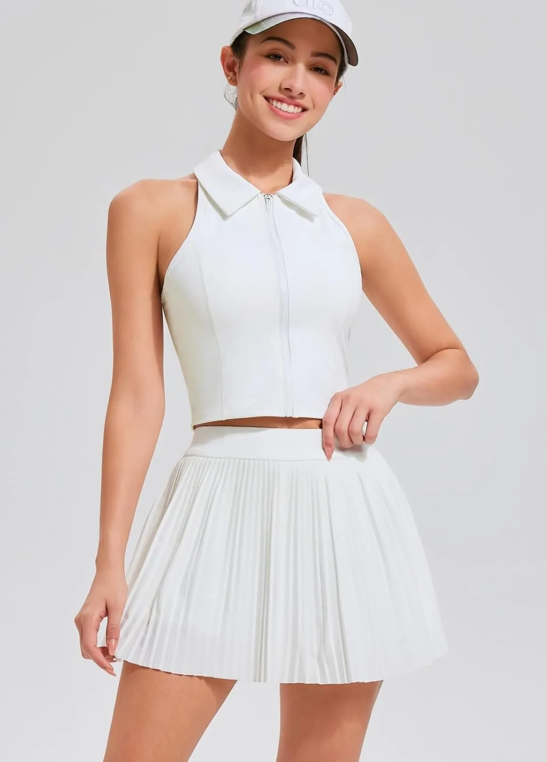 AFZ Pleated Tennis Skirt Set for Women Two Piece Workout Golf Outfits Pickleball Athletic Skort with Pockets