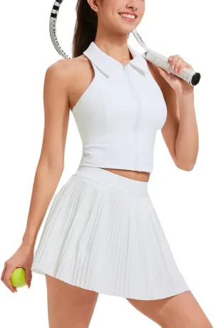 AFZ Pleated Tennis Skirt Set for Women Two Piece Workout Golf Outfits Pickleball Athletic Skort with Pockets