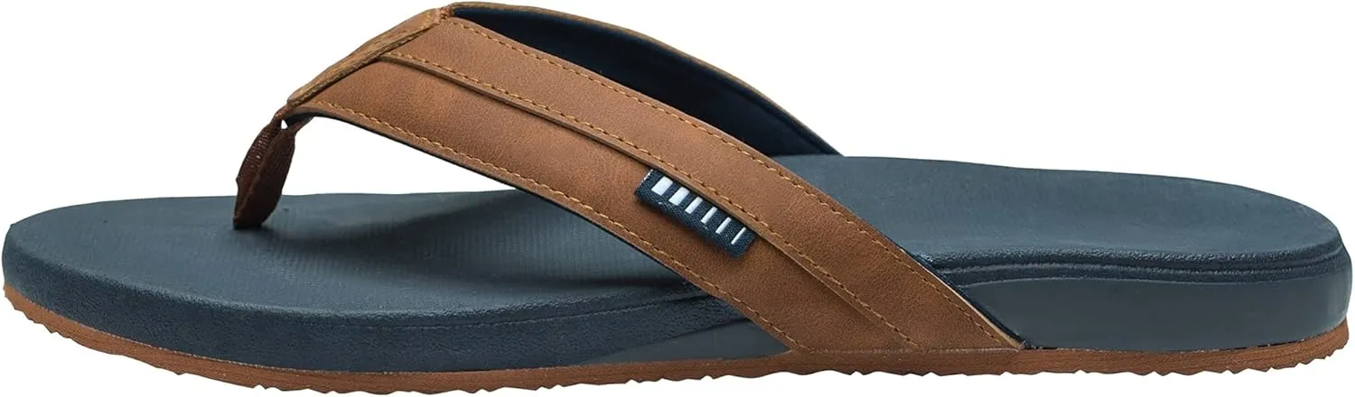 Alpine Swiss Trey Mens Flip Flops | Cushioned Thong Beach Sandals for Men | Non-Slip Soles Mens Shoes Everyday Wear | Arch Support & Heel Cupping | Durable Treaded Sole | Faux Leather Strap Sandals