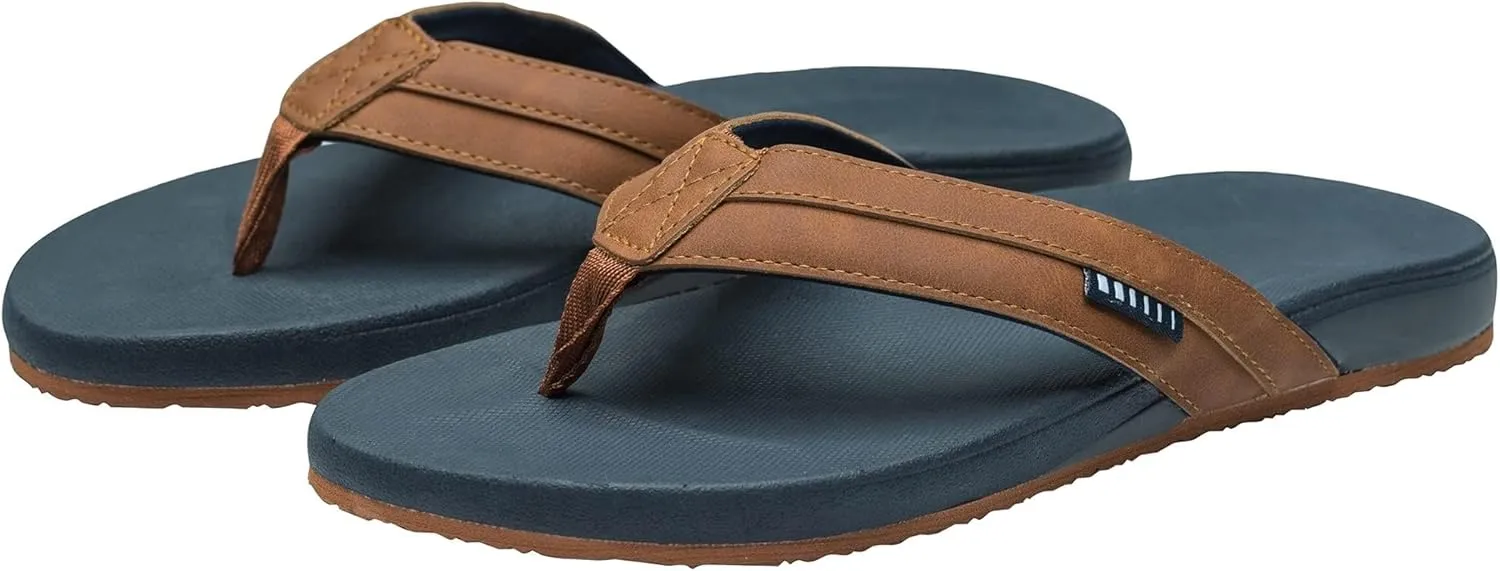 Alpine Swiss Trey Mens Flip Flops | Cushioned Thong Beach Sandals for Men | Non-Slip Soles Mens Shoes Everyday Wear | Arch Support & Heel Cupping | Durable Treaded Sole | Faux Leather Strap Sandals
