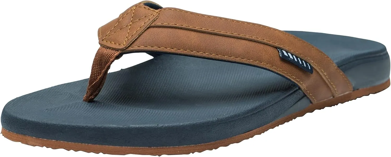 Alpine Swiss Trey Mens Flip Flops | Cushioned Thong Beach Sandals for Men | Non-Slip Soles Mens Shoes Everyday Wear | Arch Support & Heel Cupping | Durable Treaded Sole | Faux Leather Strap Sandals