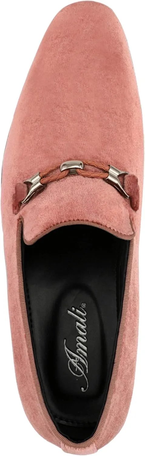 Amali Aller, Mens Casual Shoes - Loafers Men Slip on Shoes - Man Made Velvet Men's Slippers with Metal and Knitted Buckle - Mens Tuxedo Shoes