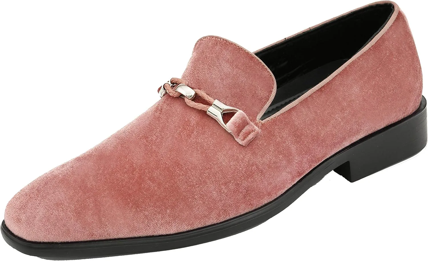 Amali Aller, Mens Casual Shoes - Loafers Men Slip on Shoes - Man Made Velvet Men's Slippers with Metal and Knitted Buckle - Mens Tuxedo Shoes