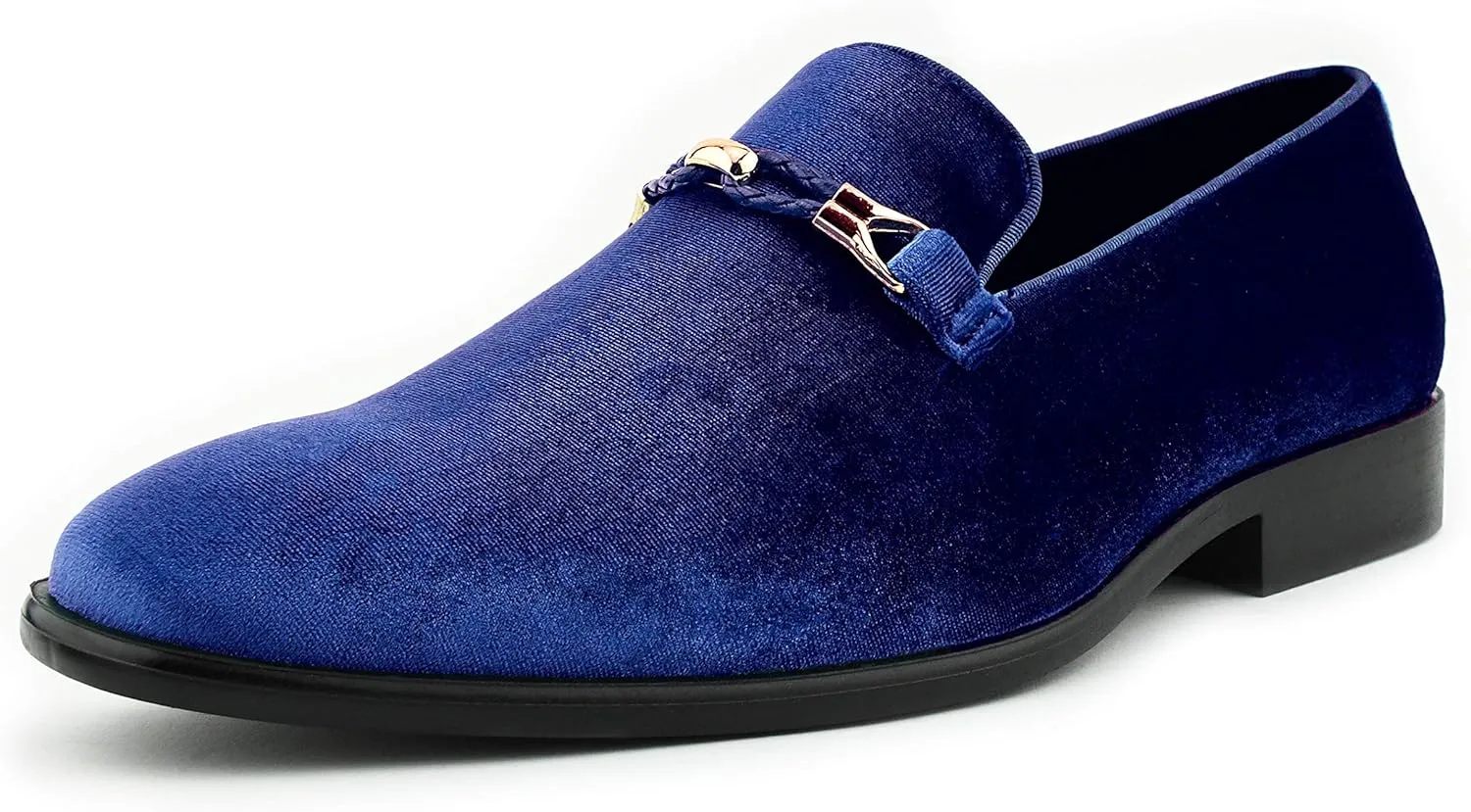 Amali Aller, Mens Casual Shoes - Loafers Men Slip on Shoes - Man Made Velvet Men's Slippers with Metal and Knitted Buckle - Mens Tuxedo Shoes
