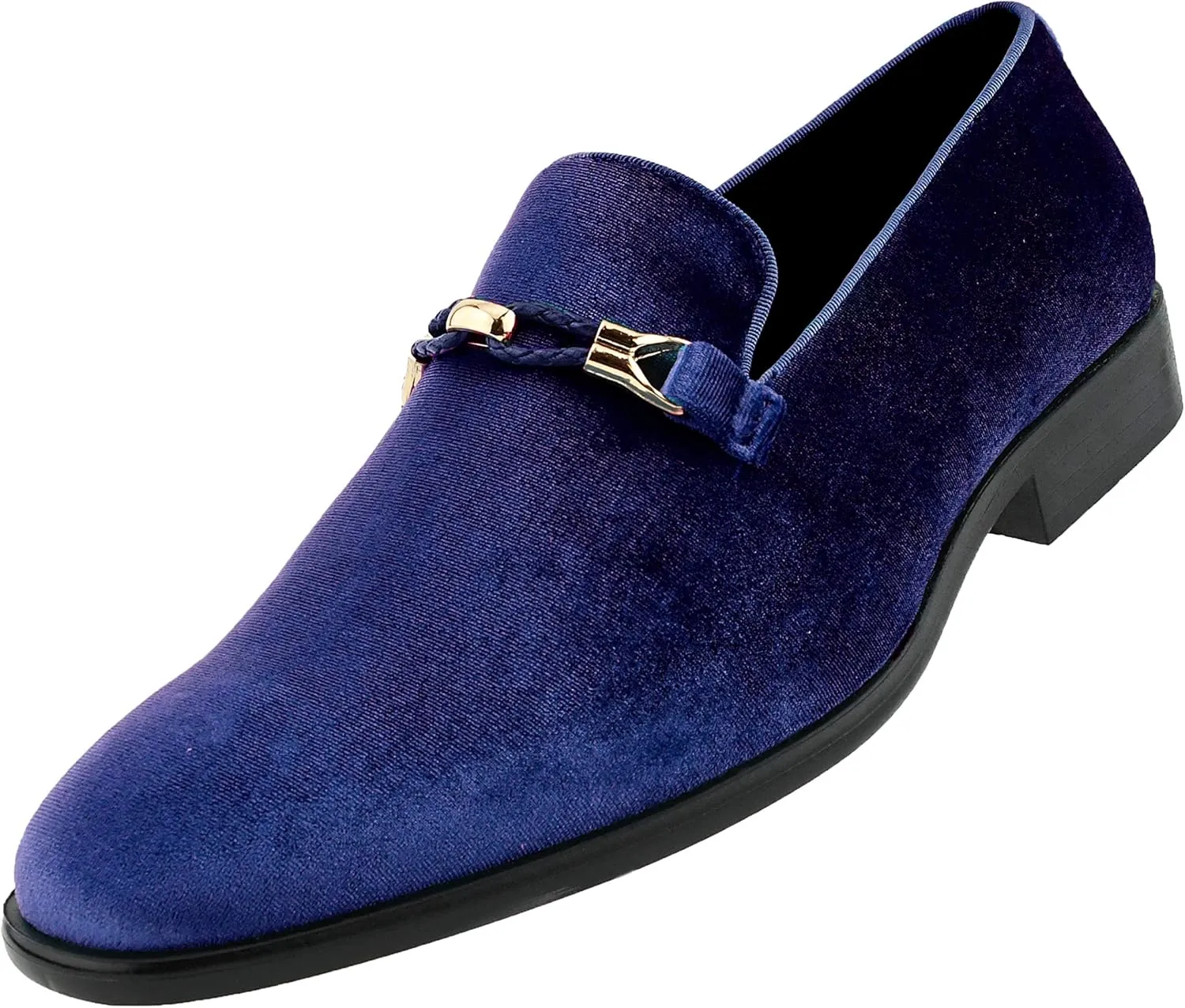 Amali Aller, Mens Casual Shoes - Loafers Men Slip on Shoes - Man Made Velvet Men's Slippers with Metal and Knitted Buckle - Mens Tuxedo Shoes