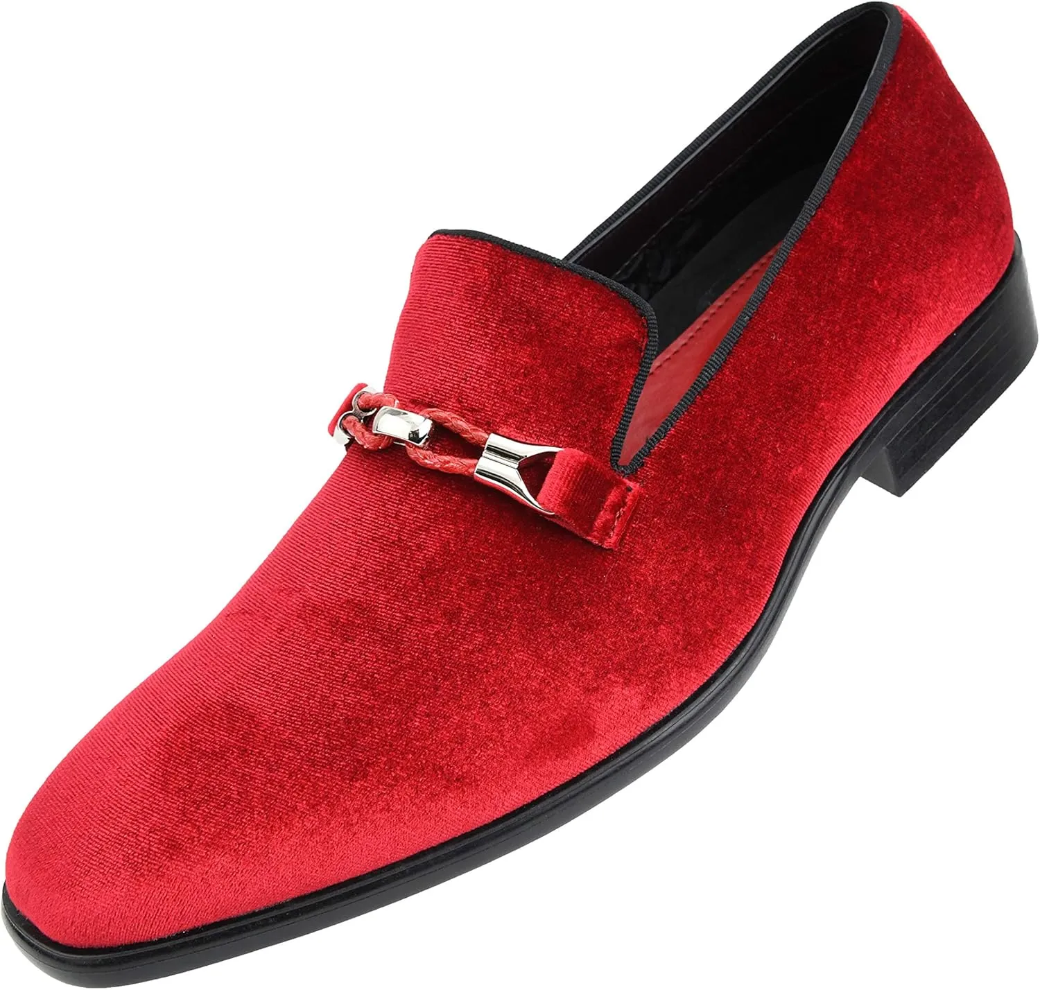Amali Aller, Mens Casual Shoes - Loafers Men Slip on Shoes - Man Made Velvet Men's Slippers with Metal and Knitted Buckle - Mens Tuxedo Shoes