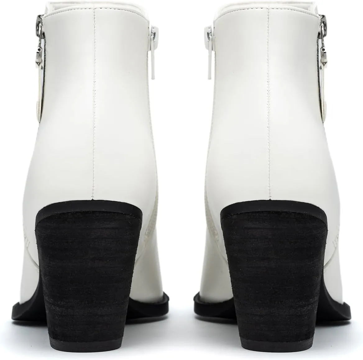 ANJOUFEMME Women's Zipper Chunky Ankle Boots, Stacked Mid Heel Dress Boots, Comfortable Short Booties