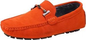 ANUFER Mens Elegant Buckle Loafers Comfort Suede Driving Shoes Stylish Moccasin Slippers