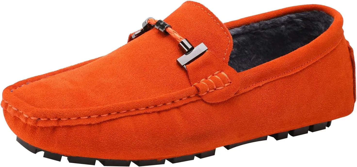 ANUFER Mens Elegant Buckle Loafers Comfort Suede Driving Shoes Stylish Moccasin Slippers