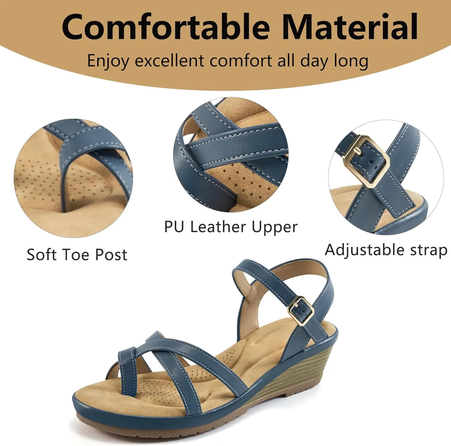 Aomigoct Dressy Womens Wedge Sandals: Comfortable Platform Work Sandals for Women 2025 - Casual Walking Wedding Shoes