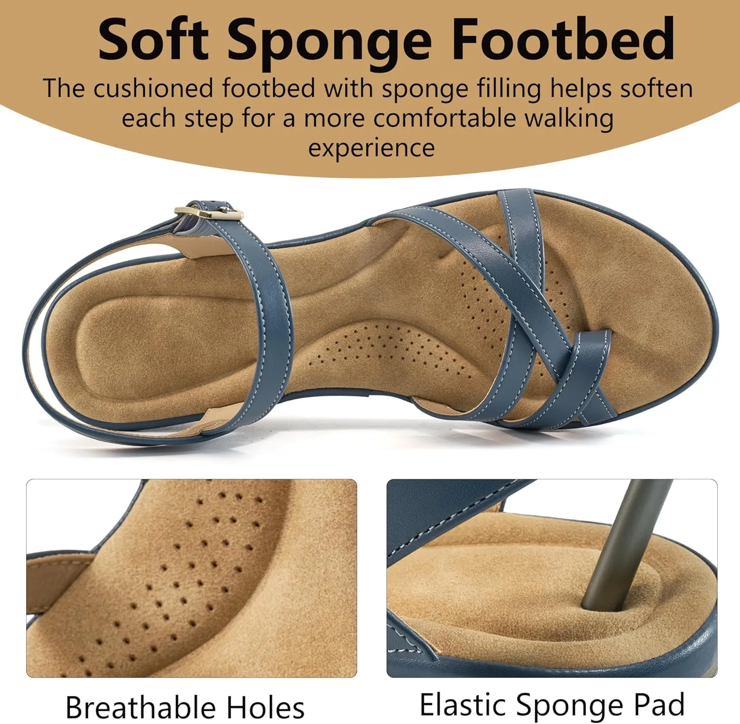 Aomigoct Dressy Womens Wedge Sandals: Comfortable Platform Work Sandals for Women 2025 - Casual Walking Wedding Shoes