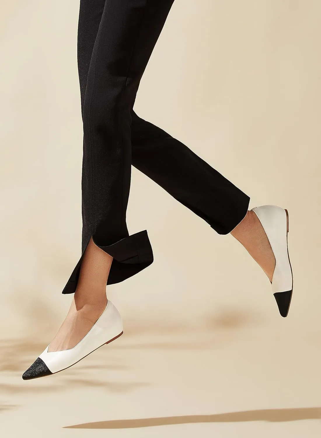 Arromic Flats Shoes for Women, Low Wedge Pointed Toe Women Flats with Arch Support, Heel Pad and Inner Heel, Comfortable Slip on Flats for Office Work Casual Dressy Wedding