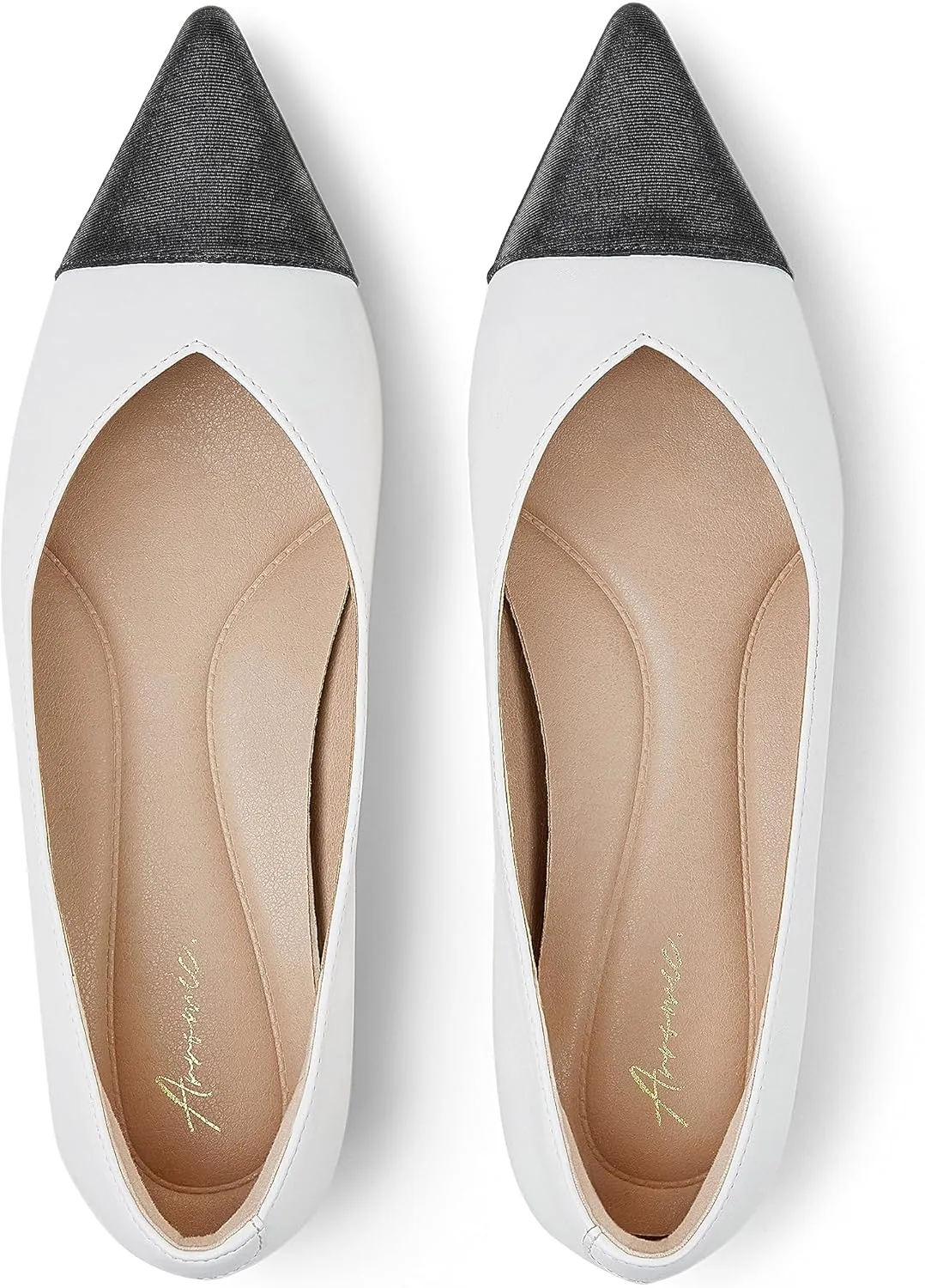 Arromic Flats Shoes for Women, Low Wedge Pointed Toe Women Flats with Arch Support, Heel Pad and Inner Heel, Comfortable Slip on Flats for Office Work Casual Dressy Wedding