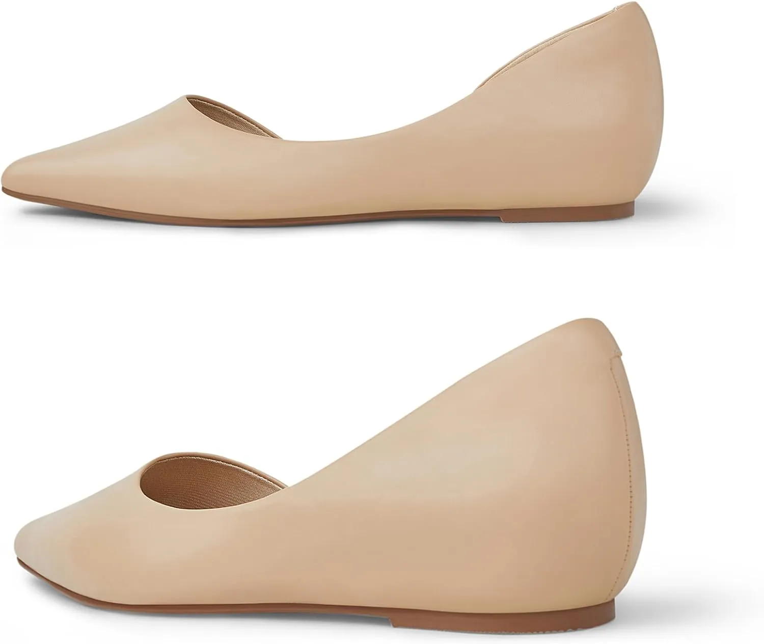 Arromic Flats Shoes for Women, Low Wedge Pointed Toe Women Flats with Arch Support, Heel Pad and Inner Heel, Comfortable Slip on Flats for Office Work Casual Dressy Wedding