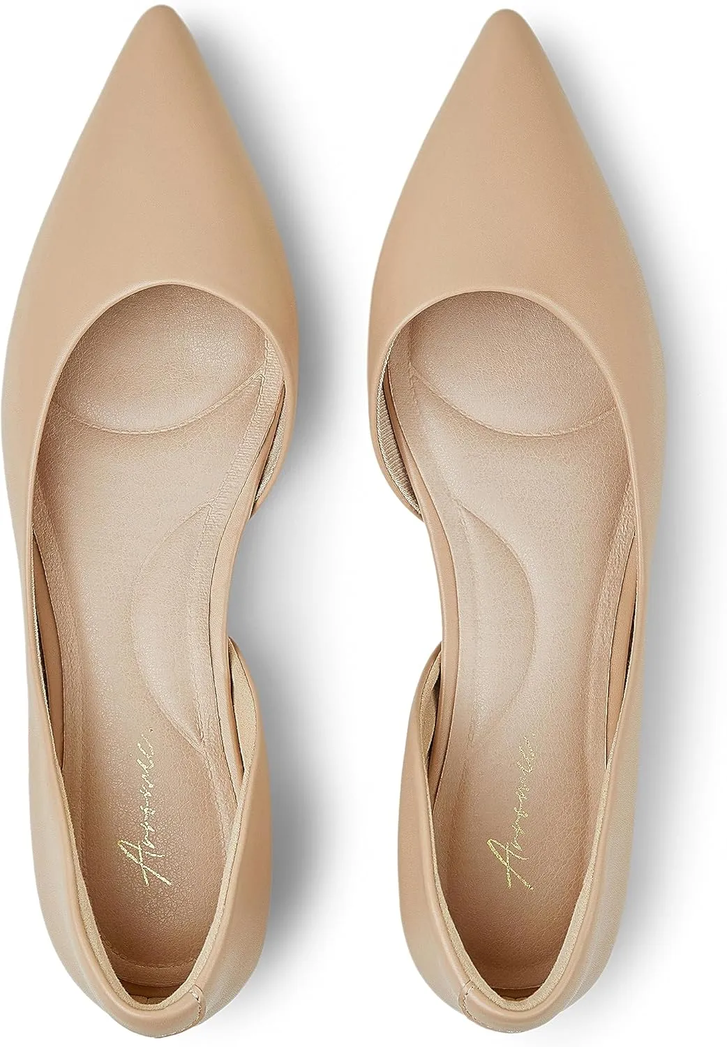 Arromic Flats Shoes for Women, Low Wedge Pointed Toe Women Flats with Arch Support, Heel Pad and Inner Heel, Comfortable Slip on Flats for Office Work Casual Dressy Wedding