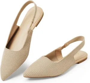 Arromic Slingback Flats for Women Pointed Toe Ballet Flats Shoes Women Dressy Comfortable Slip On Knit Flat