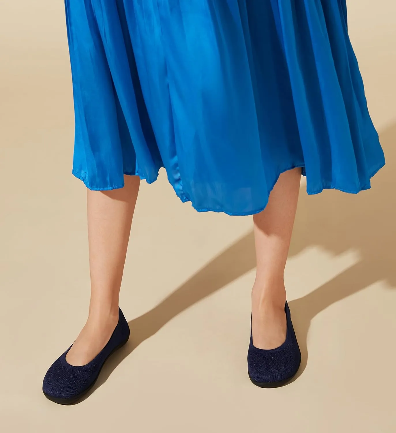 Arromic Wide Toe Box Ballet Flats Shoes for Women Slip on Knit Dressy Shoes Washable Soft Ballerina Lightweight Ladies Walking Flat