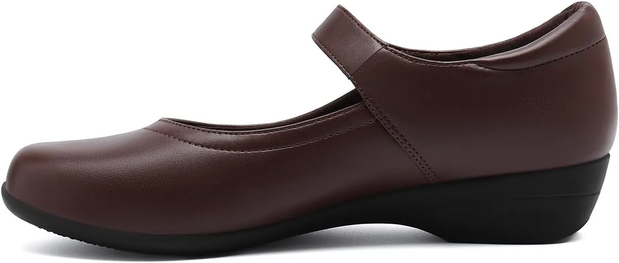 Athlefit Mary Jane Flats for Women Dressy Ballet Flats Shoes Comfortable Round Toe Buckle Work Flat Shoes