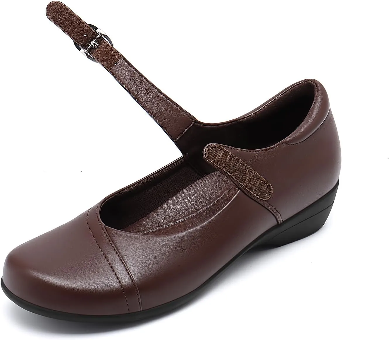 Athlefit Mary Jane Flats for Women Dressy Ballet Flats Shoes Comfortable Round Toe Buckle Work Flat Shoes