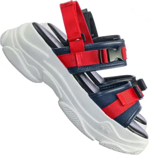 Athleisure Chunky Platform Sporty Sandal - Elastic Hook & Loop Slingbacks