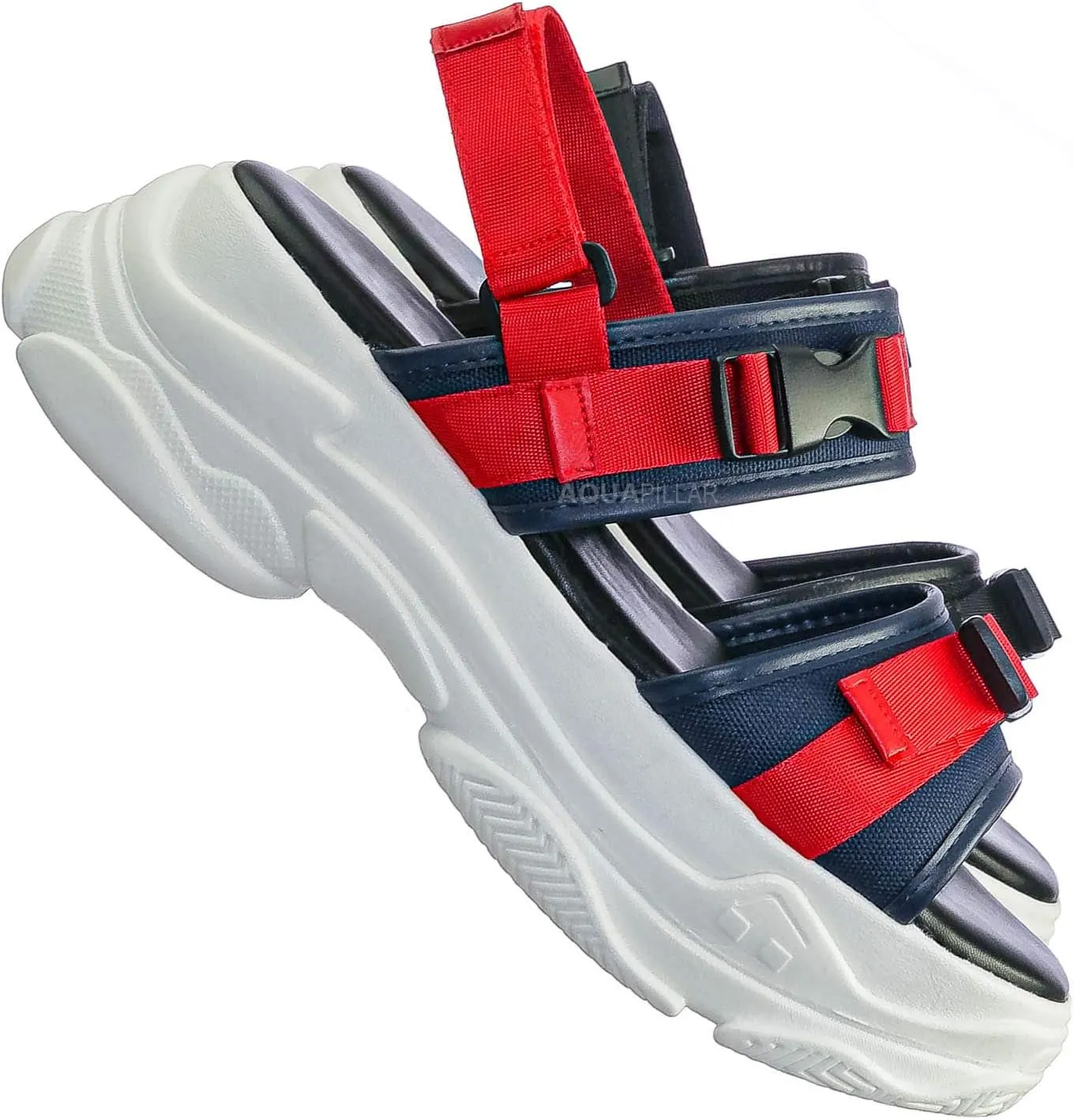 Athleisure Chunky Platform Sporty Sandal - Elastic Hook & Loop Slingbacks