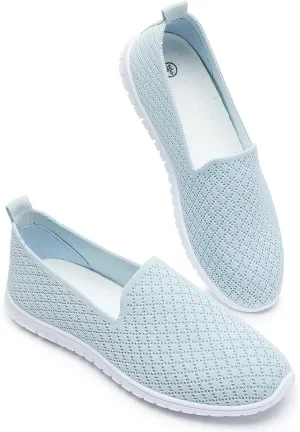 BABUDOG Women's Mesh Flats Shoes Breathable Slip on Shoes Casual Black and White Flats Comfortable Walking Shoes