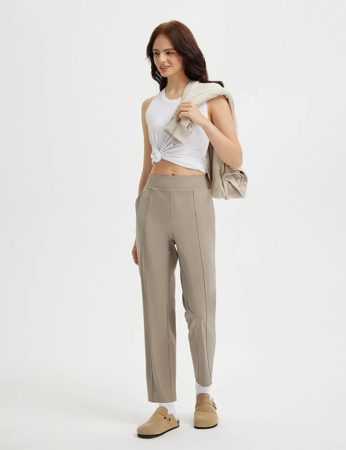 baleaf Women's Travel Pants Lightweight Business Casual Work Pants Stretch Petite Ankle Golf Slacks with Pockets UPF50 
