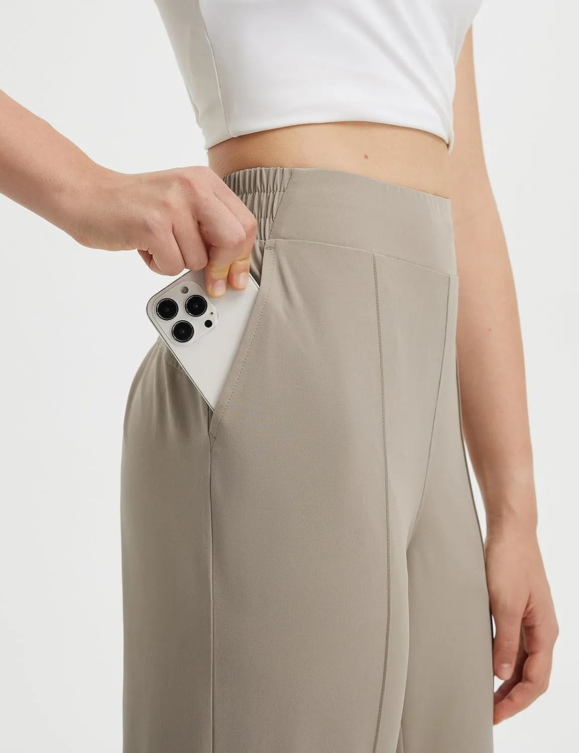 baleaf Women's Travel Pants Lightweight Business Casual Work Pants Stretch Petite Ankle Golf Slacks with Pockets UPF50 