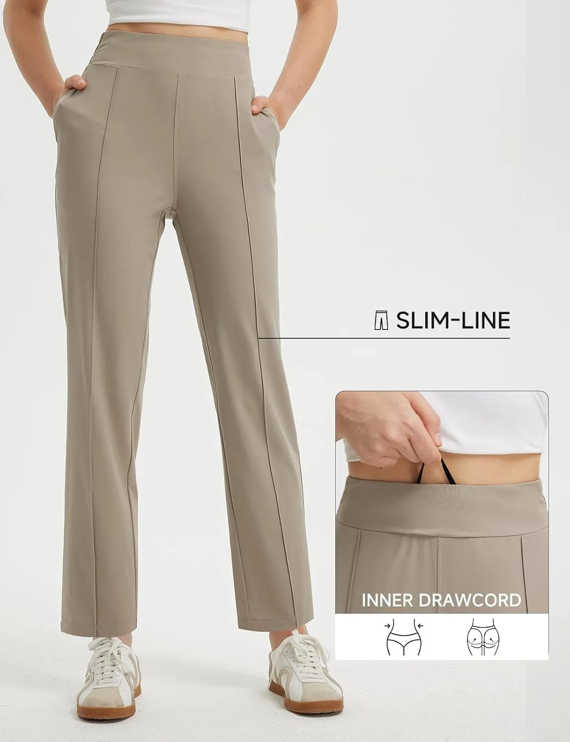 baleaf Women's Travel Pants Lightweight Business Casual Work Pants Stretch Petite Ankle Golf Slacks with Pockets UPF50 